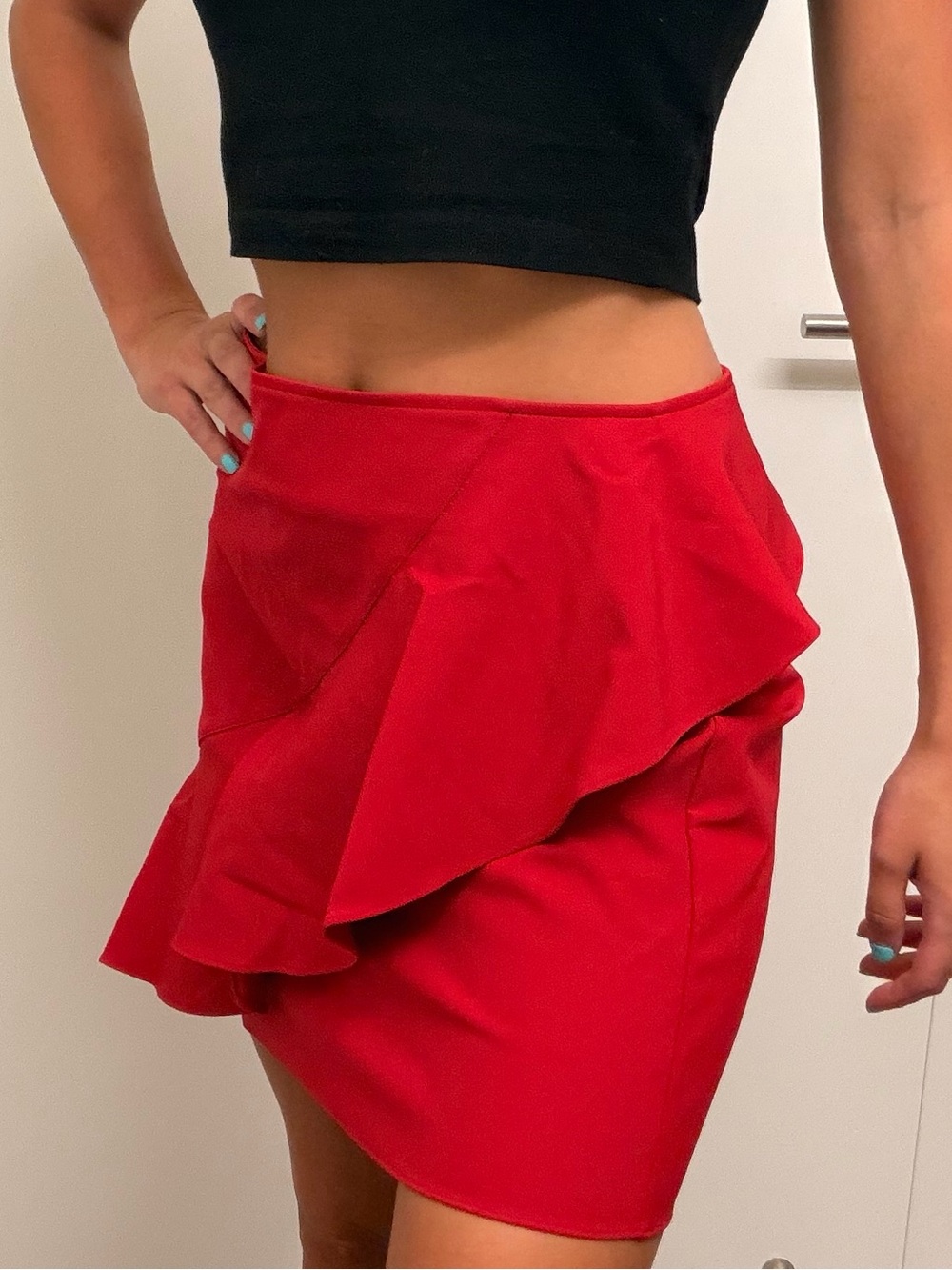 Zara Red Ruffle Mini Skirt - Picture 2 of 3